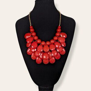 (2/$20) Red Bib Statement Necklace